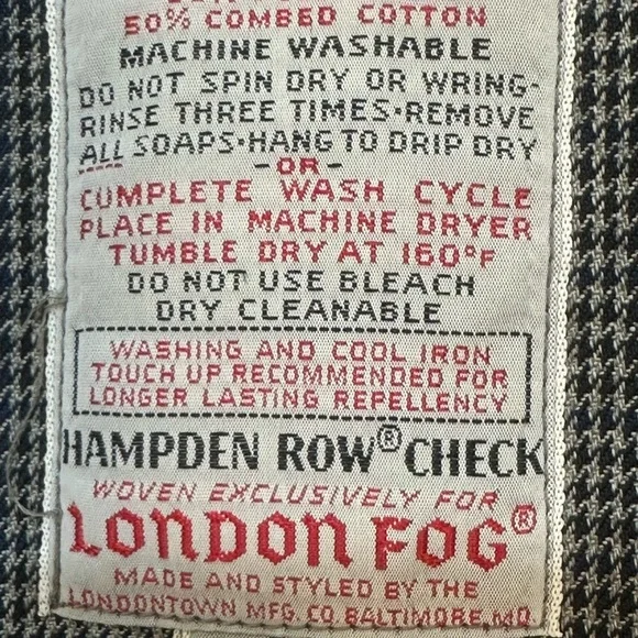 VTG London Fog Maincoat Houndstooth Trench Liner Knee Length USA Size 38R Medium - Picture 7 of 17